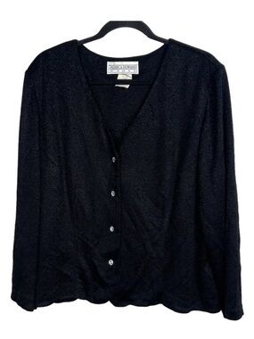 Jessica Howard Woman Black Silver Sparkle Cardigan Size 18